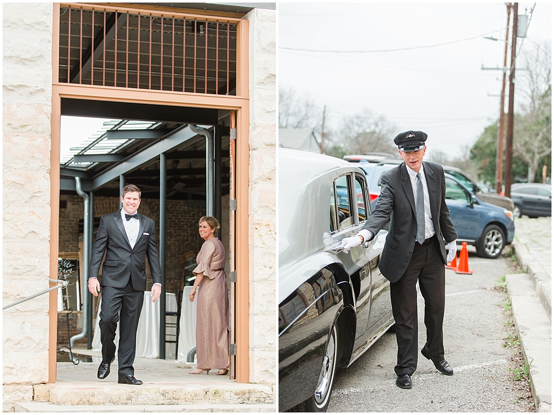 An Art Deco Black Tie Wedding at The Ingenhuett On High in Comfort Texas Featuring a Bentley Vintage Car and Blush Wedding Dress 0022