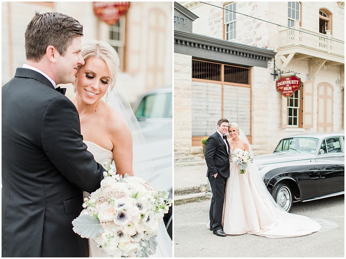 An Art Deco Black Tie Wedding at The Ingenhuett On High in Comfort Texas Featuring a Bentley Vintage Car and Blush Wedding Dress 0035