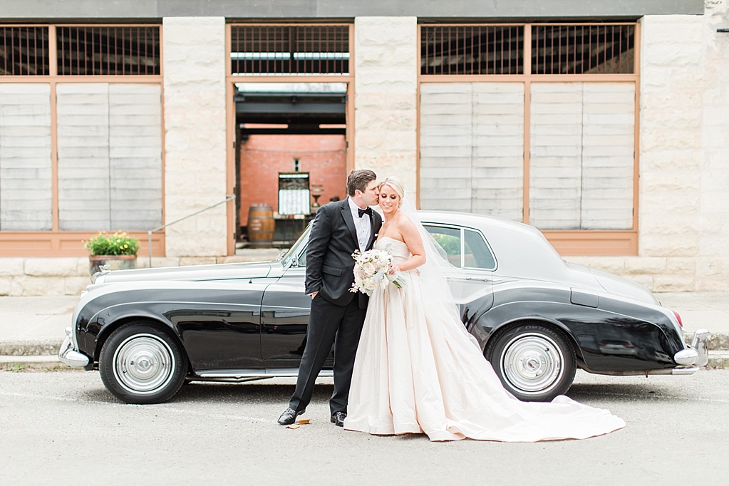 An Art Deco Black Tie Wedding at The Ingenhuett On High in Comfort Texas Featuring a Bentley Vintage Car and Blush Wedding Dress 0043