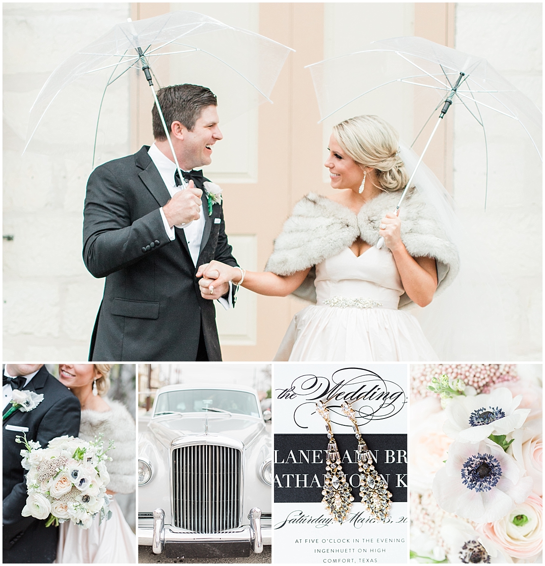 An Art Deco Black Tie Wedding at The Ingenhuett On High in Comfort Texas Featuring a Bentley Vintage Car and Blush Wedding Dress 0143