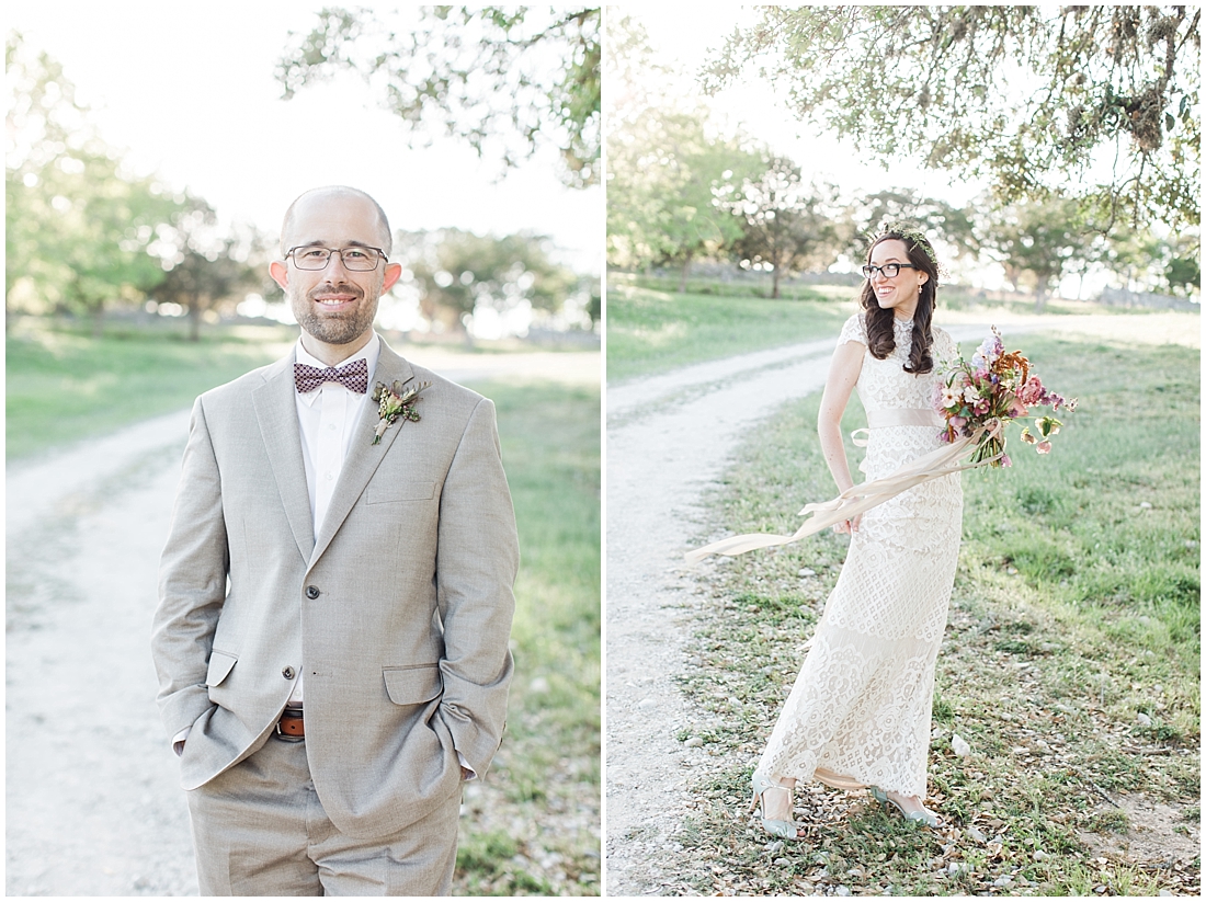 A minimalist ranch wedding in the Texas Hill Country featuring a canoe bridal party entrance and night portrait. 0054