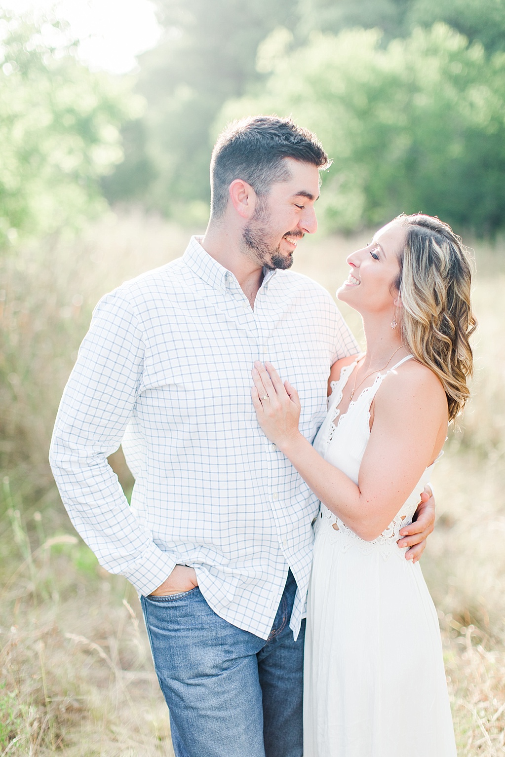 summer Boerne engagement photos at cibolo nature center with white lulus dress 0005