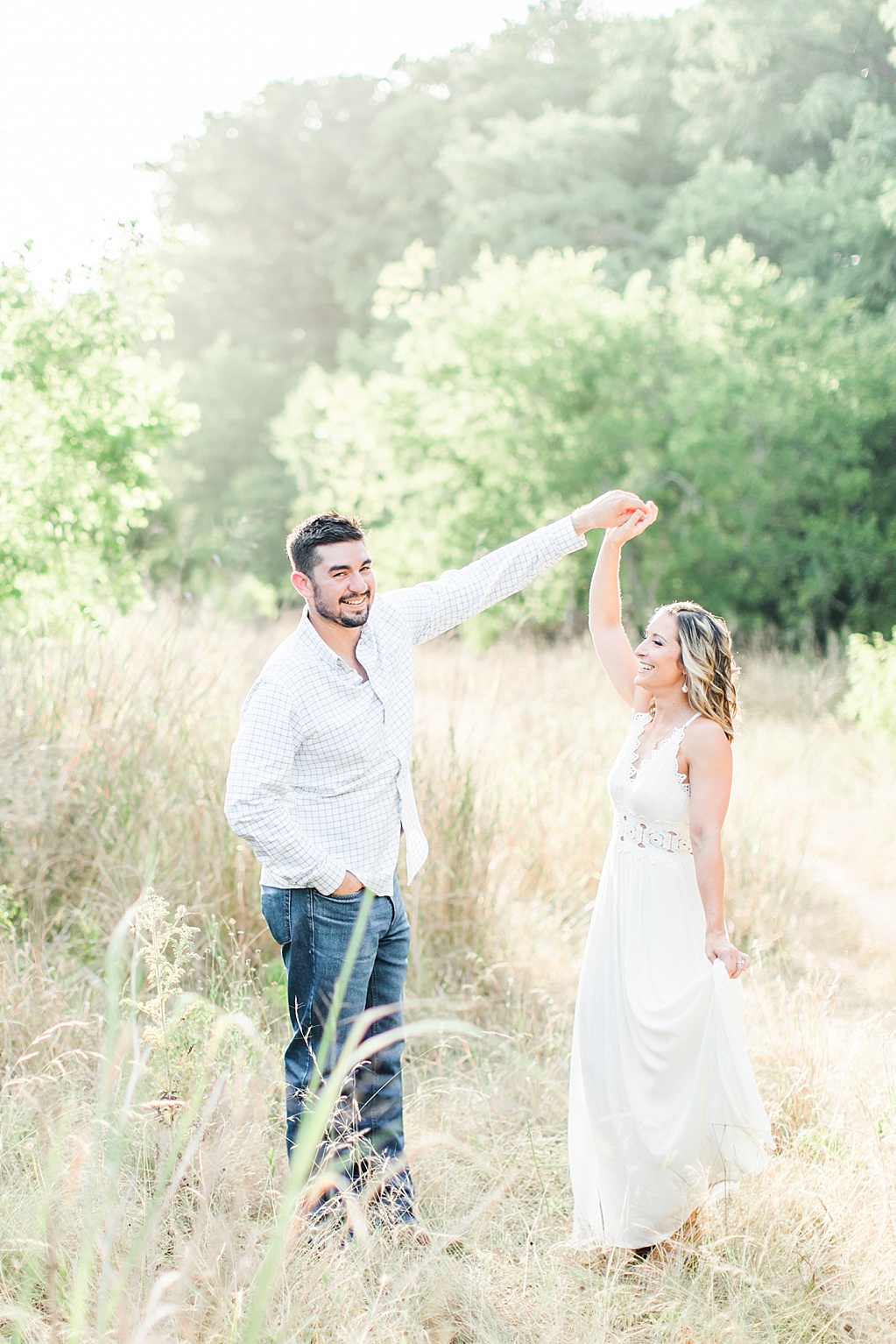 summer Boerne engagement photos at cibolo nature center with white lulus dress 0007