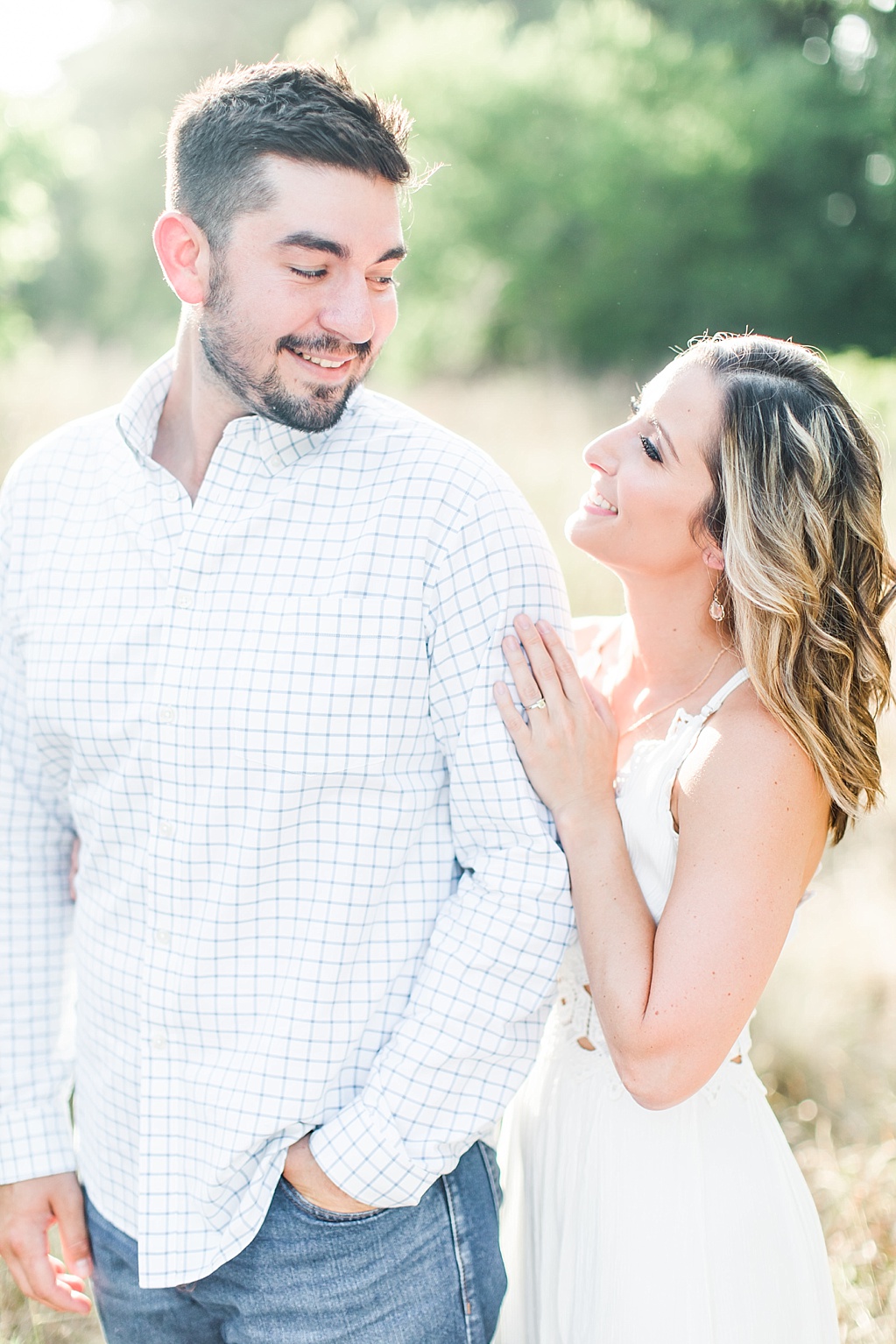 summer Boerne engagement photos at cibolo nature center with white lulus dress 0013