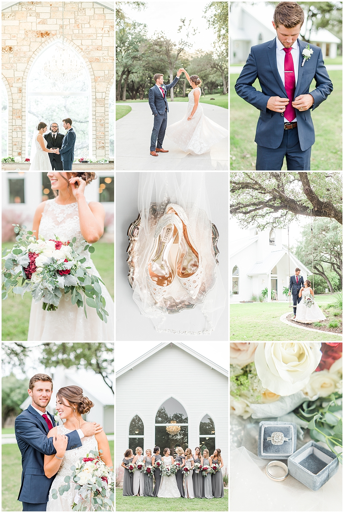 The Chandelier of Gruene New Braunfels Wedding photos featuring burgundy, navy, and grey wedding colors by Allison Jeffers Photography 0182