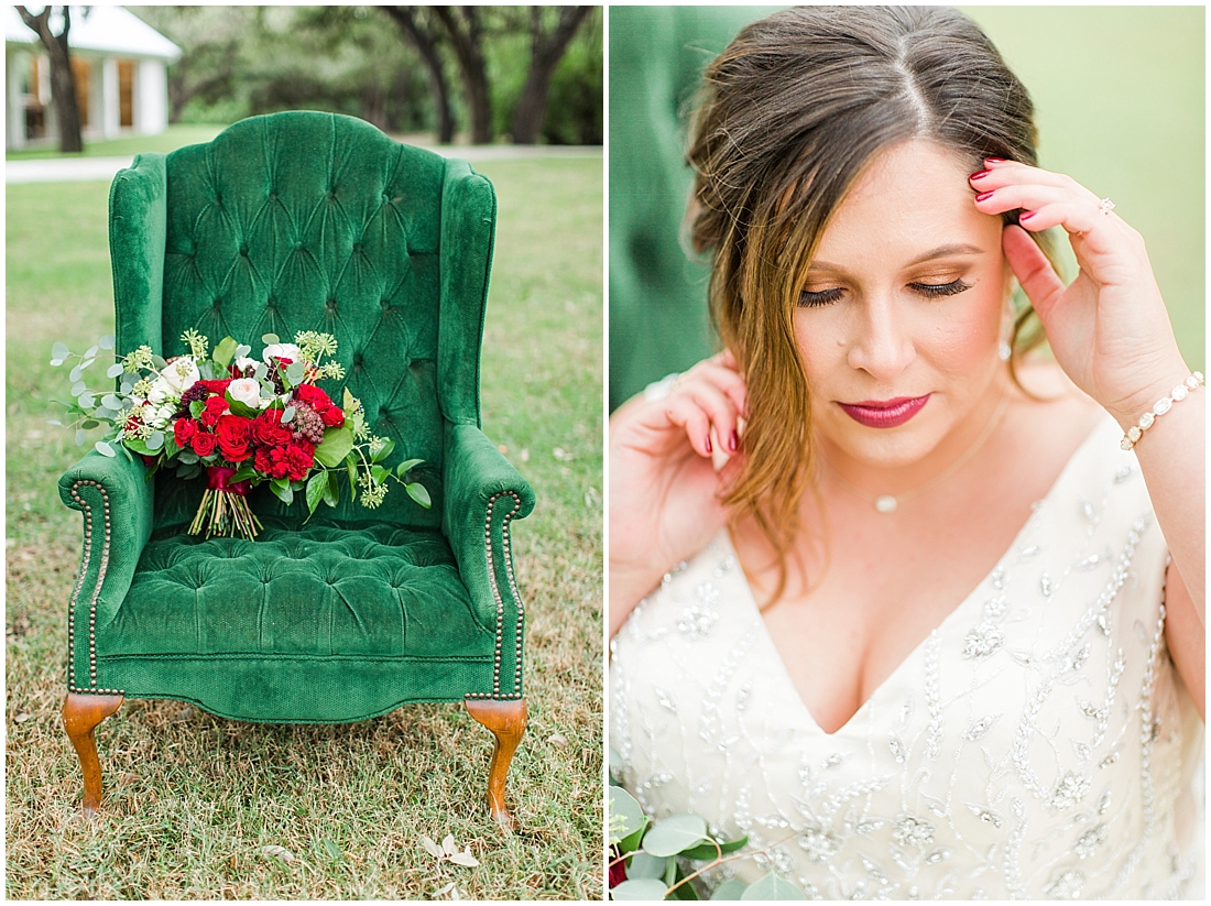 Bridal photos at The Chandelier of Gruene New Braunfels in the rain 0001