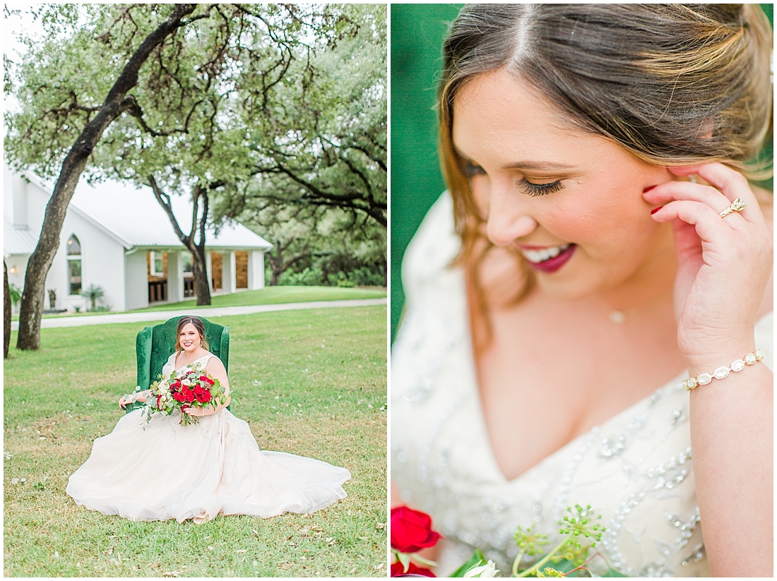Bridal photos at The Chandelier of Gruene New Braunfels in the rain 0003