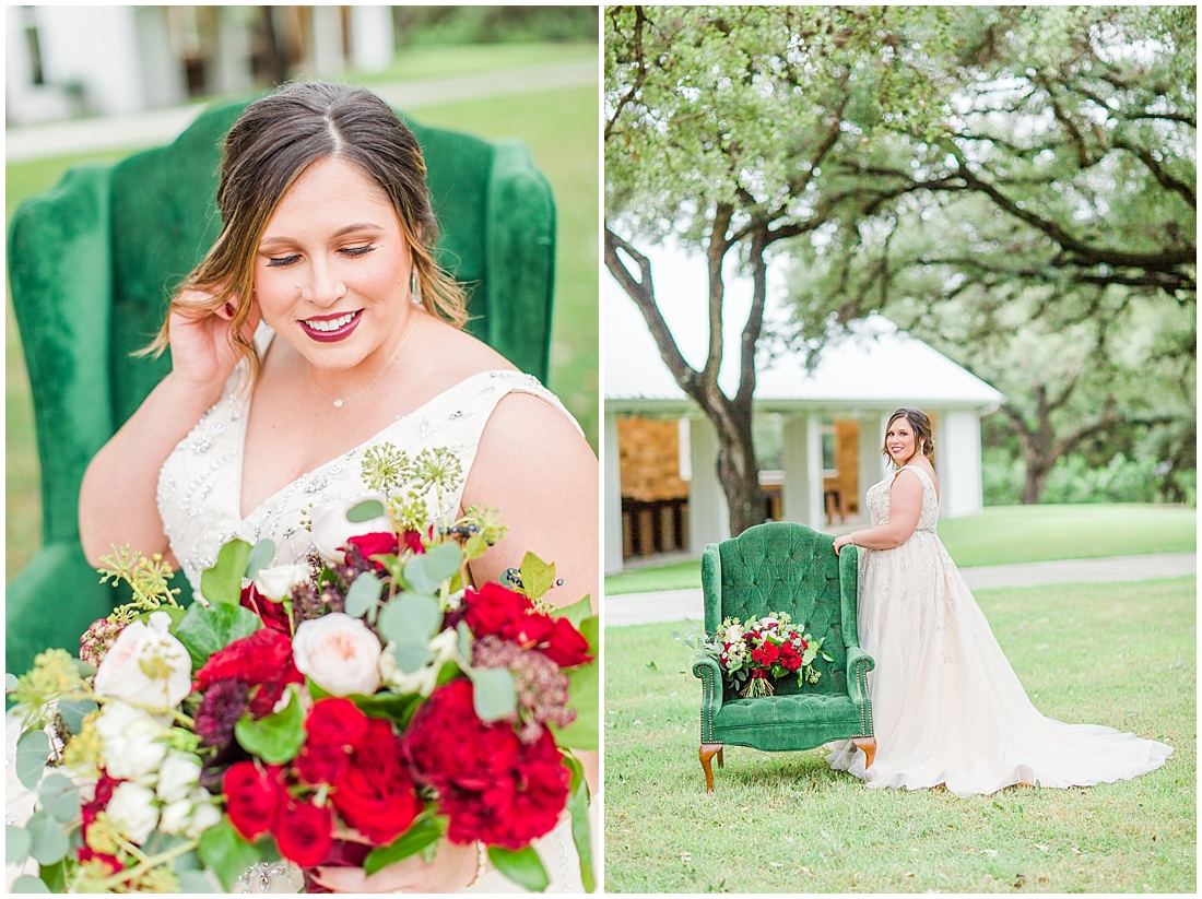 Bridal photos at The Chandelier of Gruene New Braunfels in the rain 0004