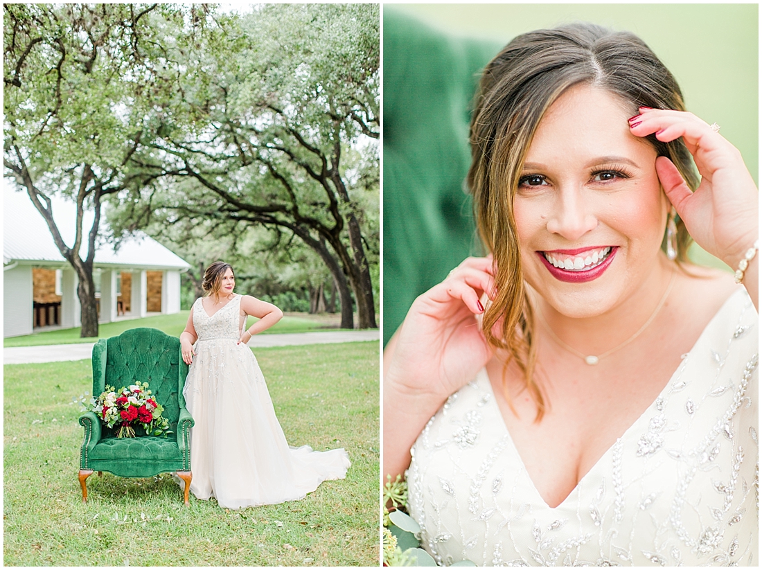 Bridal photos at The Chandelier of Gruene New Braunfels in the rain 0012