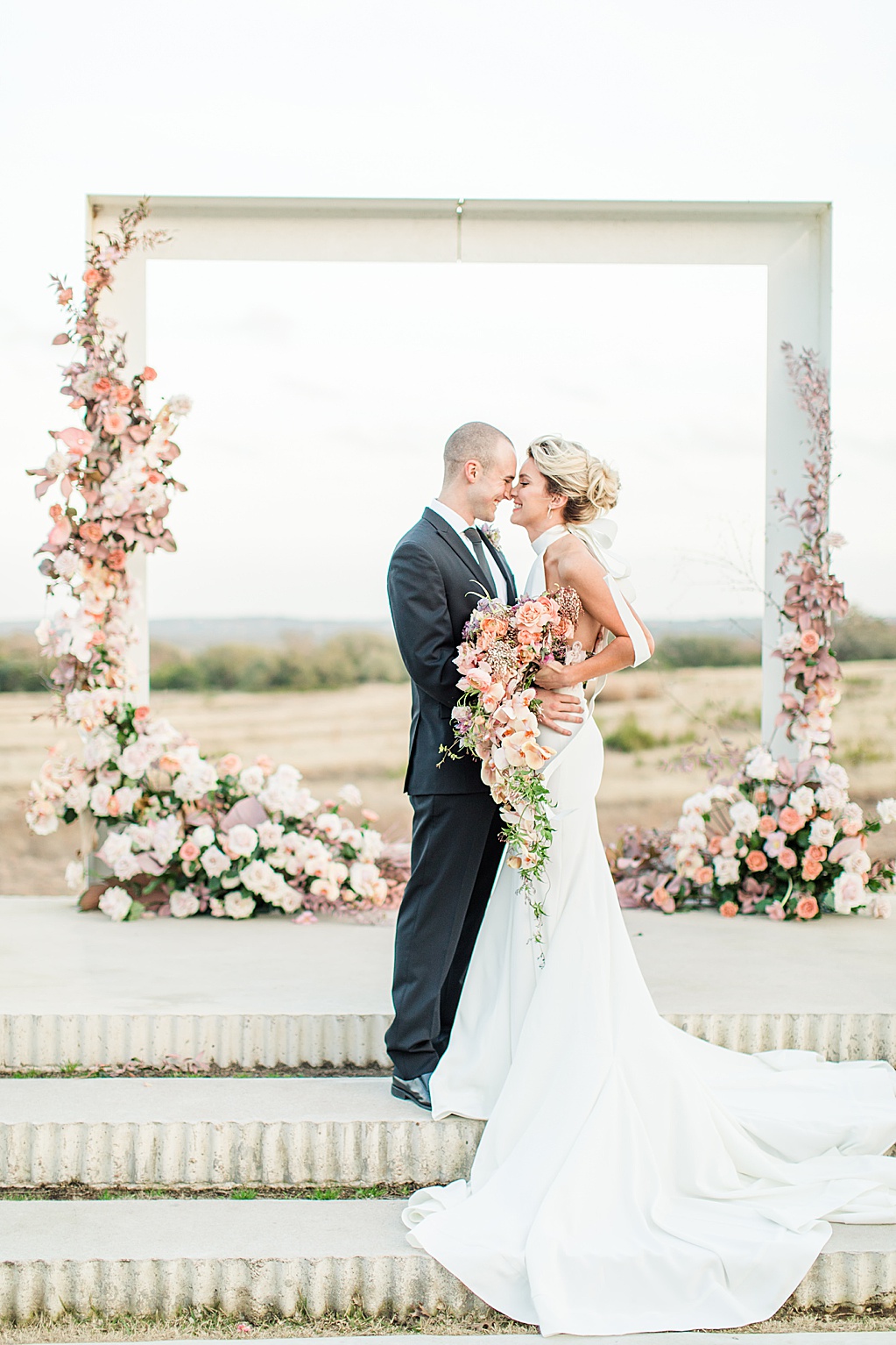 Blush mauve peach and coral wedding inspiration at Prospect House in Dripping Springs Texas wedding venue by Allison Jeffers Photography 0053