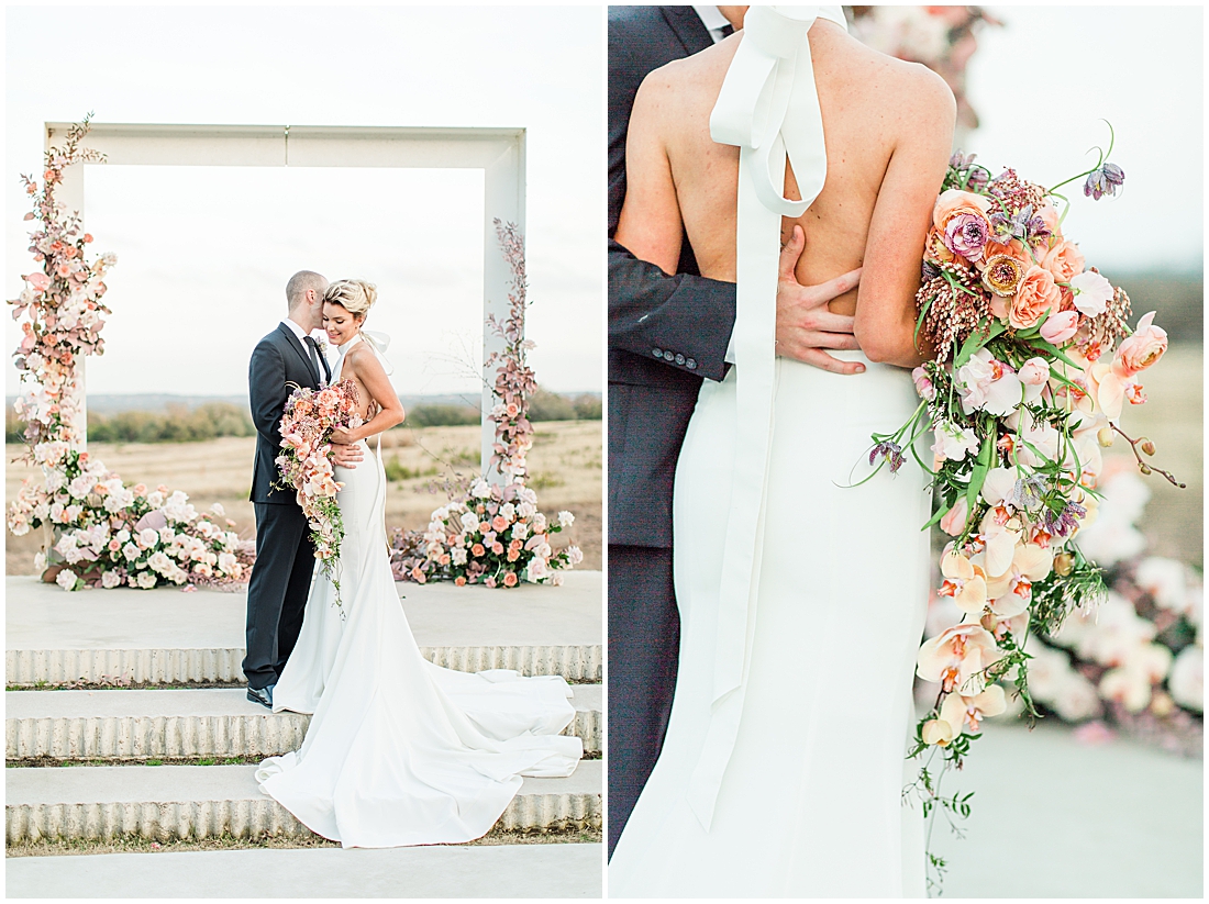 Blush mauve peach and coral wedding inspiration at Prospect House in Dripping Springs Texas wedding venue by Allison Jeffers Photography 0054