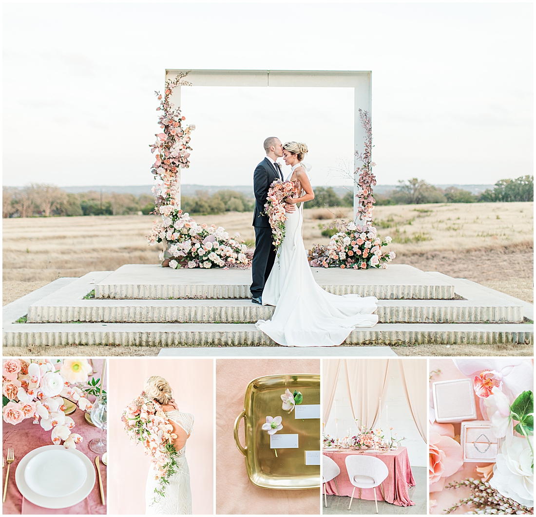Blush mauve peach and coral wedding inspiration at Prospect House in Dripping Springs Texas wedding venue by Allison Jeffers Photography 0056