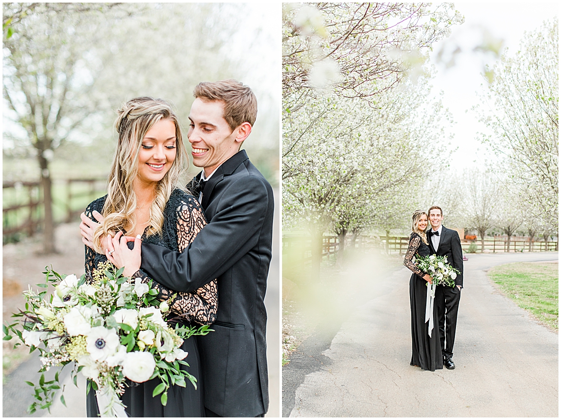 King River Ranch Wedding Venue in Johnson City Engagement Photos in the white Pear blossoms by Allison Jeffers Wedding Photography 0044