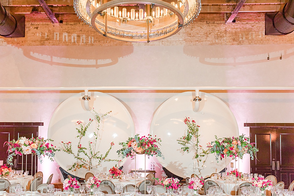 A Summer Wedding at Hotel Emma in San Antonio featuring hot pink bougainvillea florals 0206