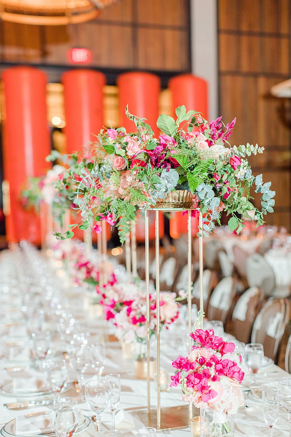 A Summer Wedding at Hotel Emma in San Antonio featuring hot pink bougainvillea florals 0212