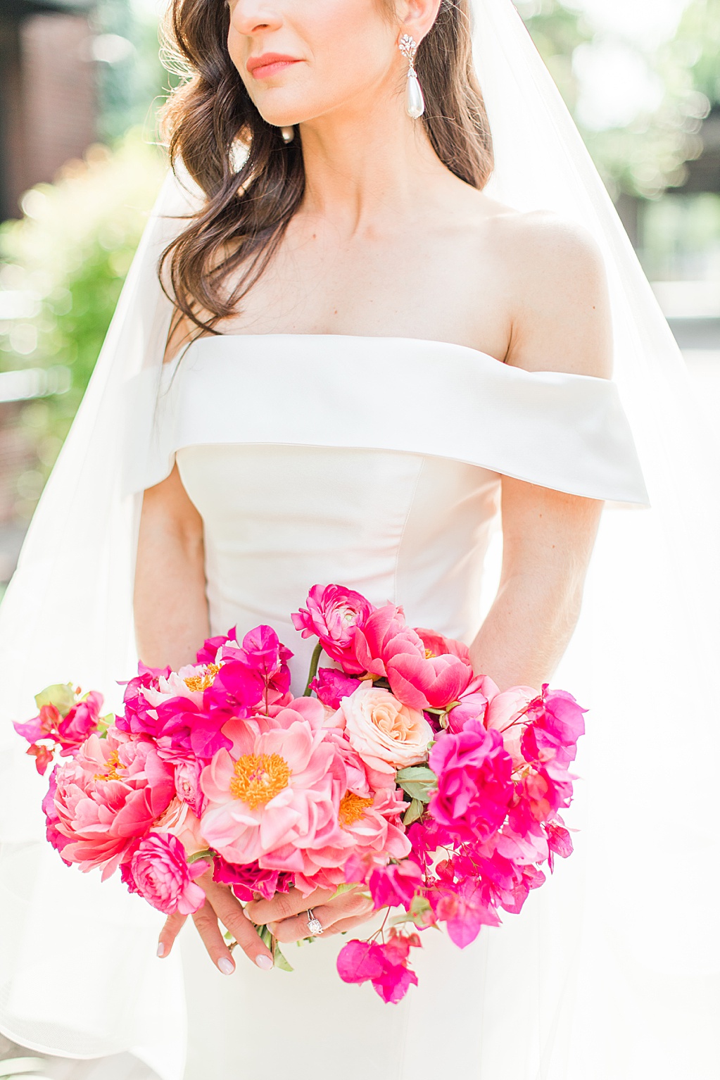 Spring Bridal Photos at The Hotel Emma in San Antonio Texas with Bougainvillea bouquet 0020