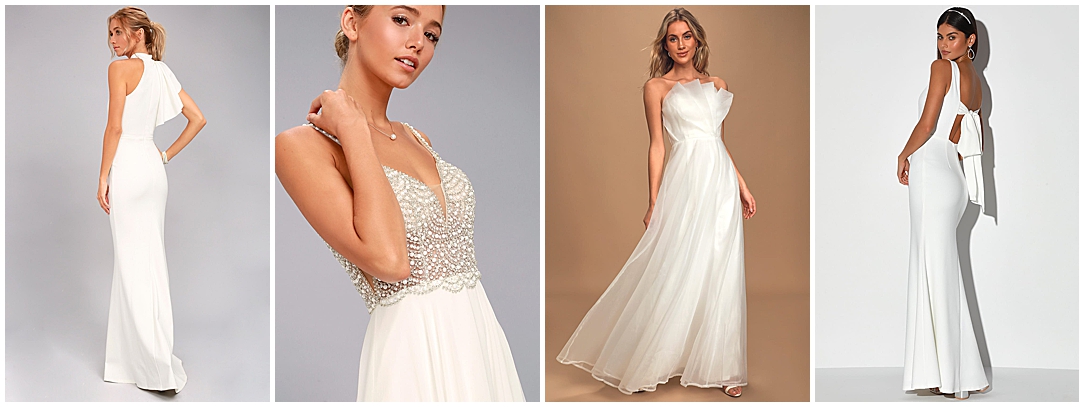 white dresses and jumpsuits for elopements and intimate weddings with floral options short and maxi lengths 0013