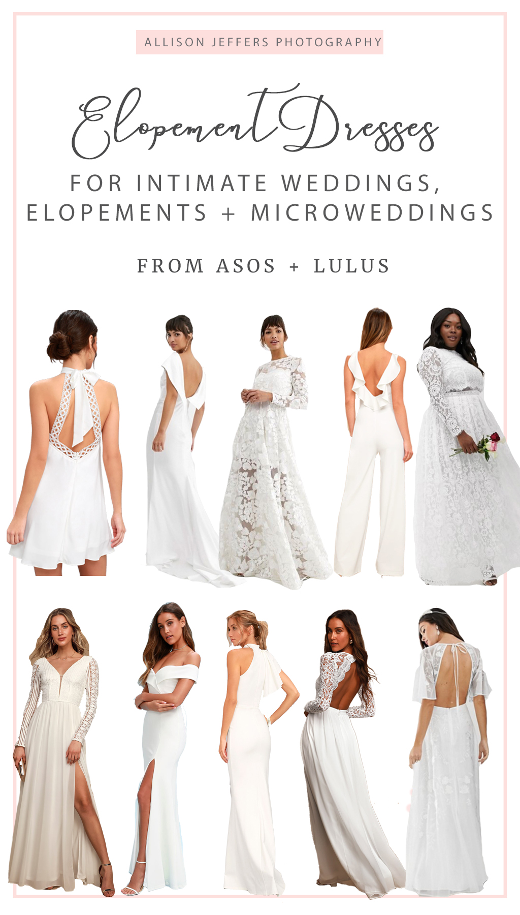white elopement dresses and jumpsuits for intimate weddings micro weddings and elopements pinterest